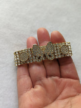 Load image into Gallery viewer, Gold Tone Crystal Bracelet, Butterfly Bracelet, Stretchy Bracelet, Sparkling Jewelry, Crystal Butterfly, Bling Bracelet, Glamorous Jewelry,
