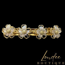 Load image into Gallery viewer, Yellow &amp; White Floral Hair Barrette , Gold-Tone Summer Hair Clips for Her
