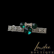 Load image into Gallery viewer, Green Mouse Ears Barrette Set , Rhinestone Barrettes for  Little Girls,  Dance Team Barrettes for Girls, Gifts Ideas
