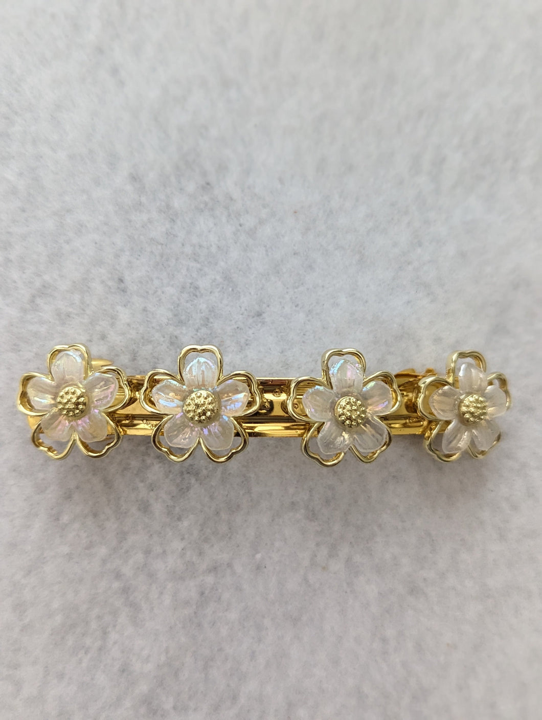 Flower Barrette, Daisy Hair Barrette, Yellow Floral Clips, Gold-Tone Hair Barrettes, Springtime Barrettes