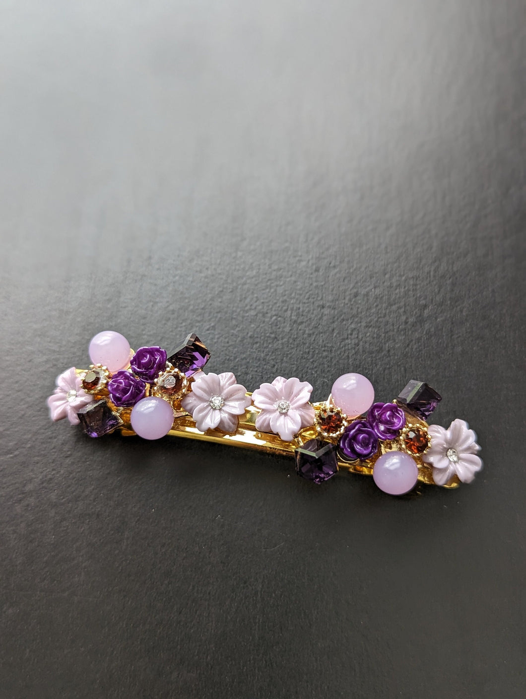 Purple and Gold Floral Barrette, Women Hair Accessories, Vintage  Lilac Flower Barrette, Purple Blossom Barrette with Gold Accents