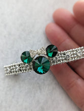 Load image into Gallery viewer, Green Mouse Ears Barrette Set , Rhinestone Barrettes for  Little Girls,  Dance Team Barrettes for Girls, Gifts Ideas

