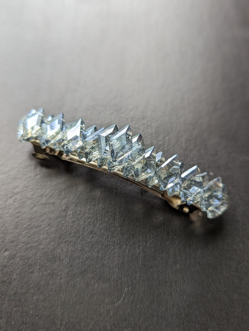 Grey Glass Beaded Barrettes, Grey Barrettes, Mystical Hair Barrettes,