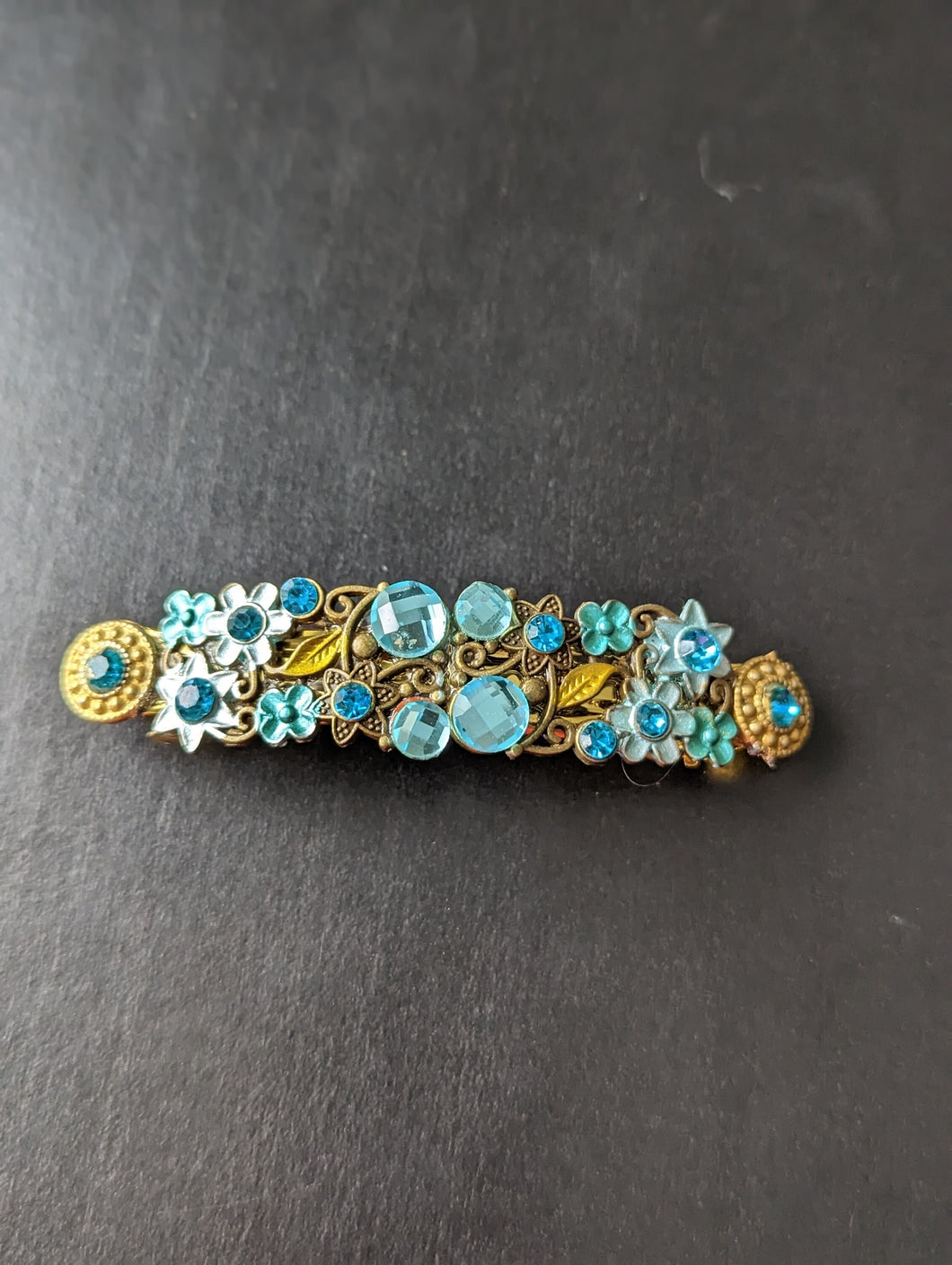 Aquamarine Floral Barrette, Aquamarine Hair Clips, Blue Flowers Barrettes, Vintage Style Barrette, Barrettes for Mother's Day,