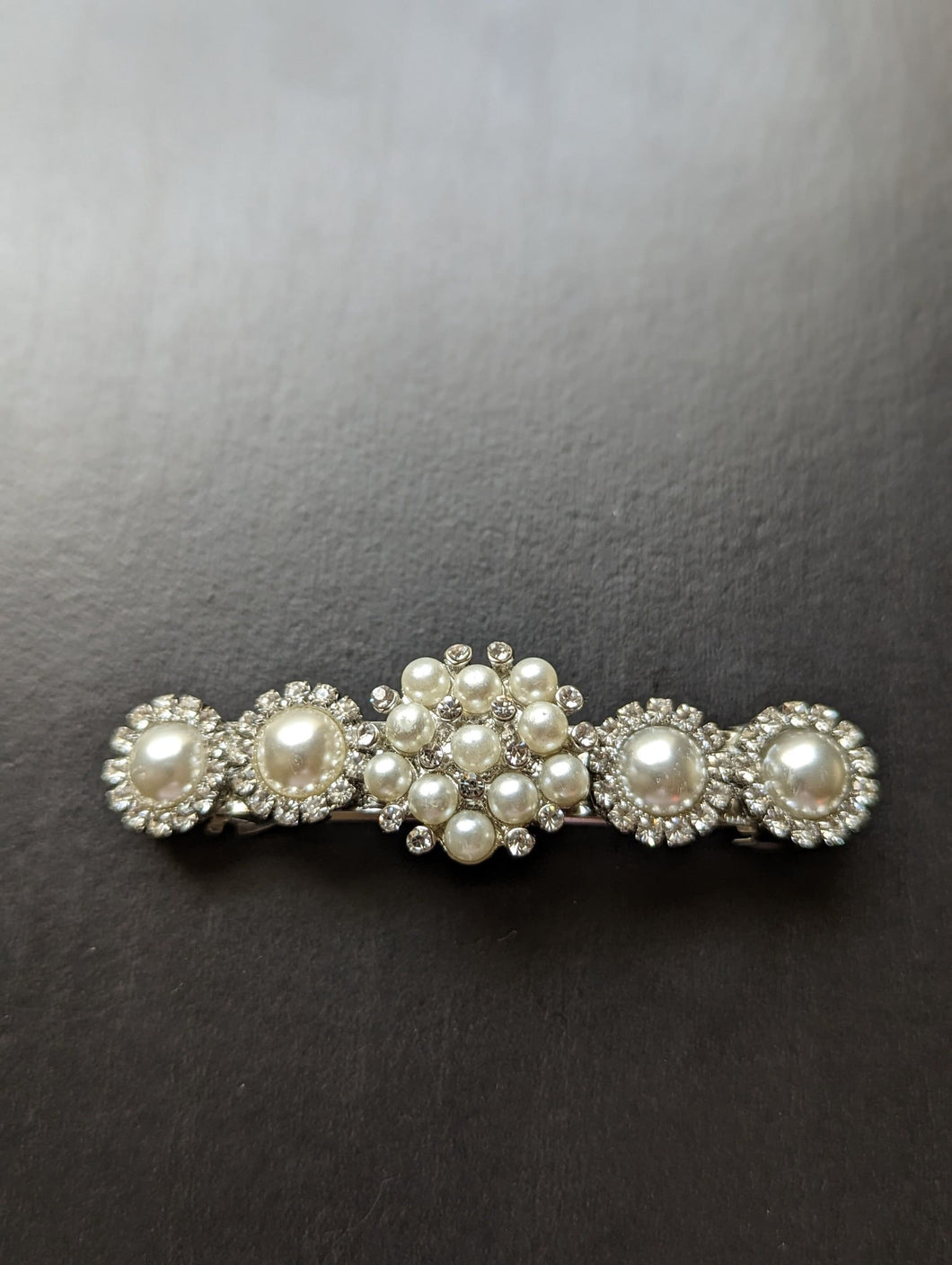 Silver and Pearl Hair Barrette, Wedding Hair Accessories, Bridal Barrette, Pearls & Rhinestones, Wedding Gift for Bridesmaids,