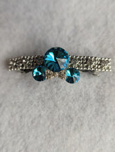 Load image into Gallery viewer, Crystal Mouse Ears Barrette Set for little Girls, Teal Rhinestone Barrettes, Blue Hair Clips for Children, Hair Accessories Gift for Her
