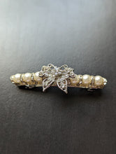Load image into Gallery viewer, Silver Butterfly Barrette,  Butterfly,  Rhinestones Hair Clip, Beaded Hair Slide,  Pearl Clips, Bridal Accessories
