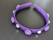 Load image into Gallery viewer, Purple Rose Headbands for Girls, School Headbands, Children Hairbands, Mommy and Me Hair Accessories
