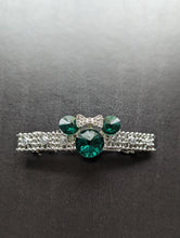 Load image into Gallery viewer, Green Mouse Ears Barrette Set , Rhinestone Barrettes for  Little Girls,  Dance Team Barrettes for Girls, Gifts Ideas
