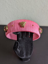 Load image into Gallery viewer, Elegant Pink Embellished Women Headband, Wide Woven Headbands, Golden Leopard Style Headbands

