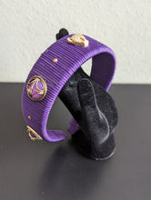 Load image into Gallery viewer, Wide Designer Headband for Her, Trendy Hairband, Elegant Embellished Headbands,  Purple Headdress, Woven Hair Accessories,
