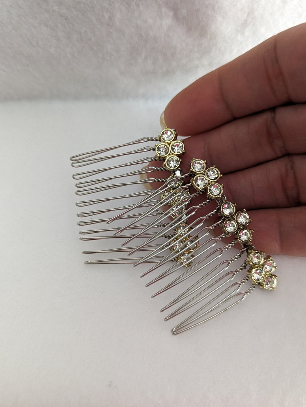 Silver and Gold  Bridal Combs, Crystal Hair Comb Set, Wedding Accessories, Silver Metal Hair Combs