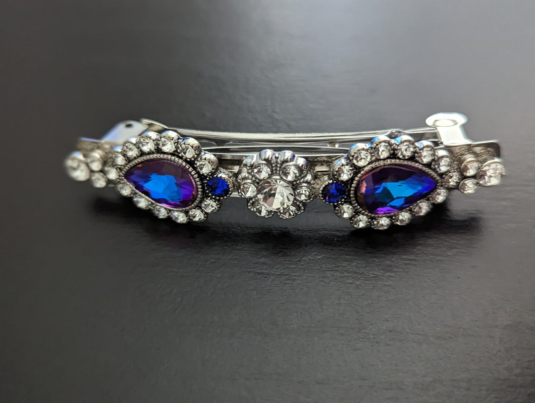 Elegant Purple Rhinestone Barrette for Mature Women, Clear Rhinestone Hair Clip for Her, Mother's Day Gift for Her,