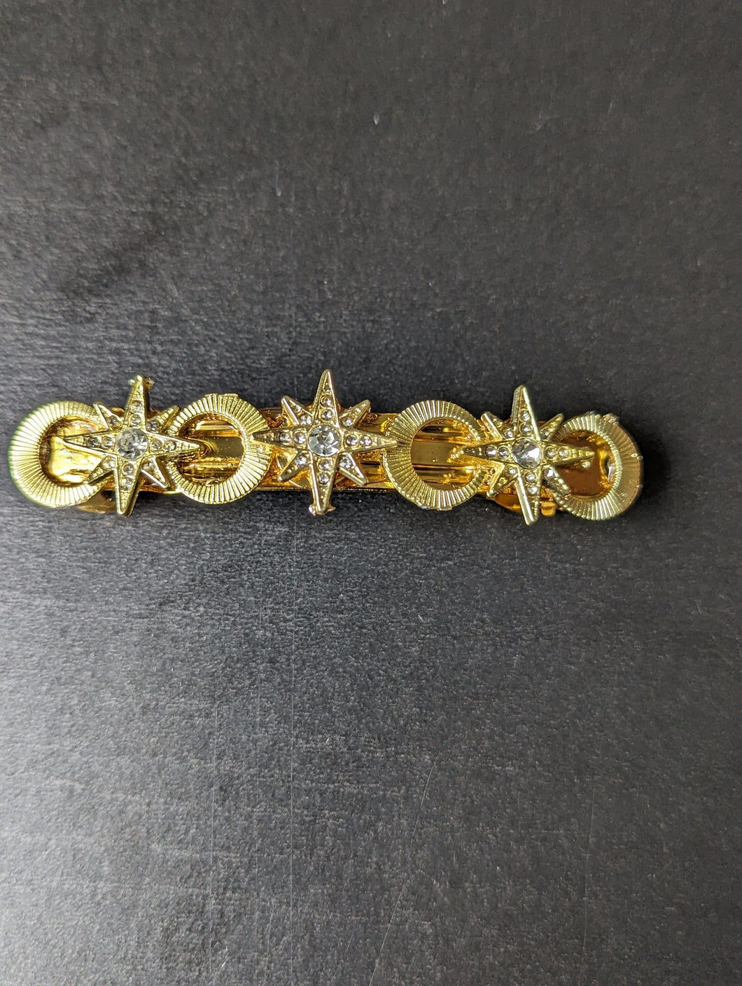 Gold Moon & Stars Hair Barrette, Crescent Barrette for Her, Gold-tone Barrettes, Statement Pieces for Hair