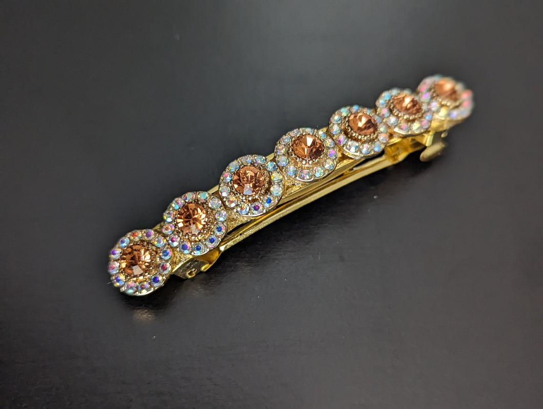Gold Crystal Iridescent  Hair Barrette for Women