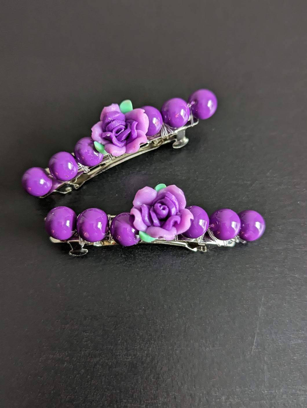 Purple Barrette Set for Girls, Colorful Barrettes Sets, Little Girls Barrettes,  Kids Barrettes, Flower Barrettes