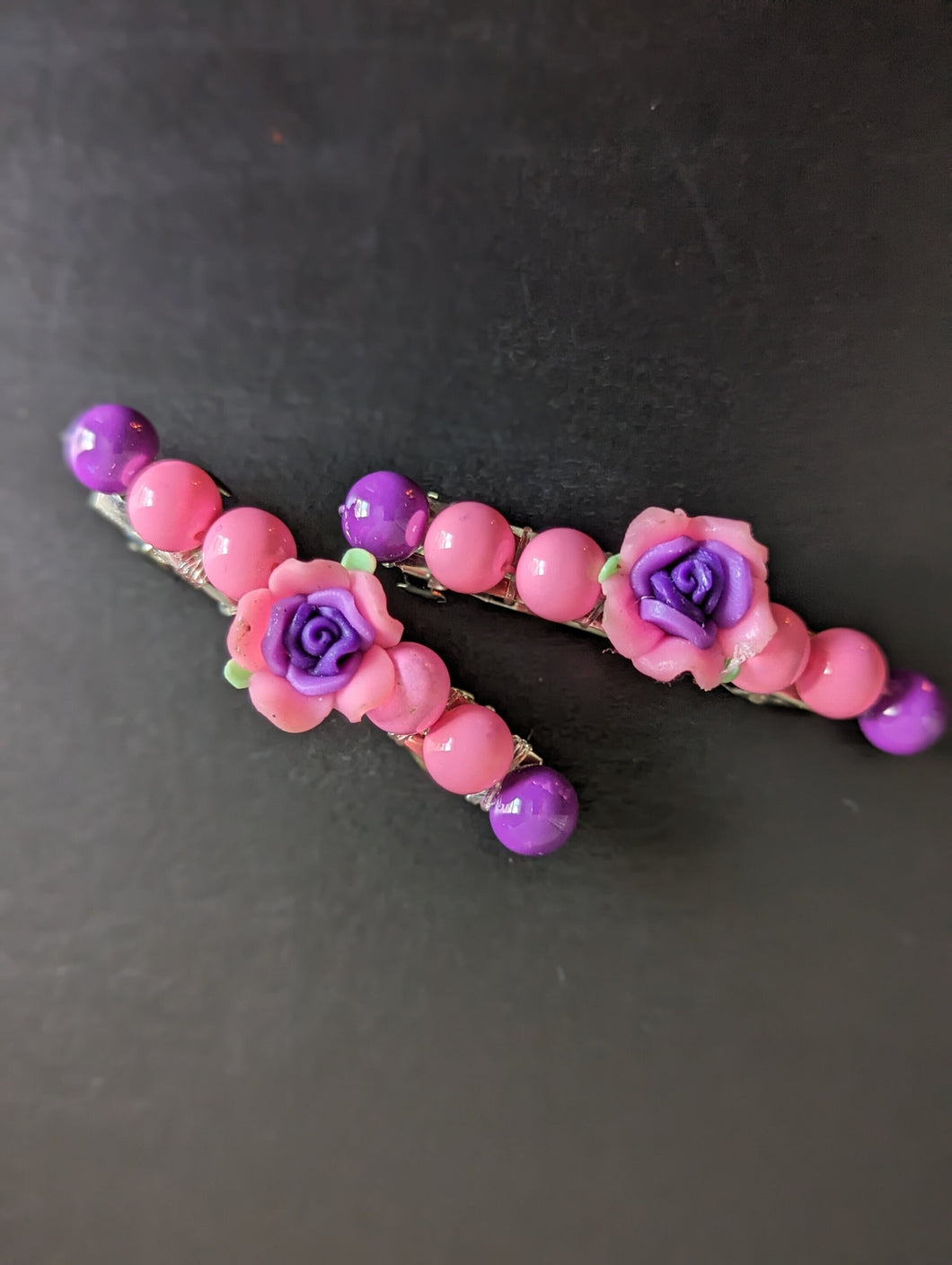 Pink handmade Rose Barrette sets for Girls,  Girls Hair Accessories