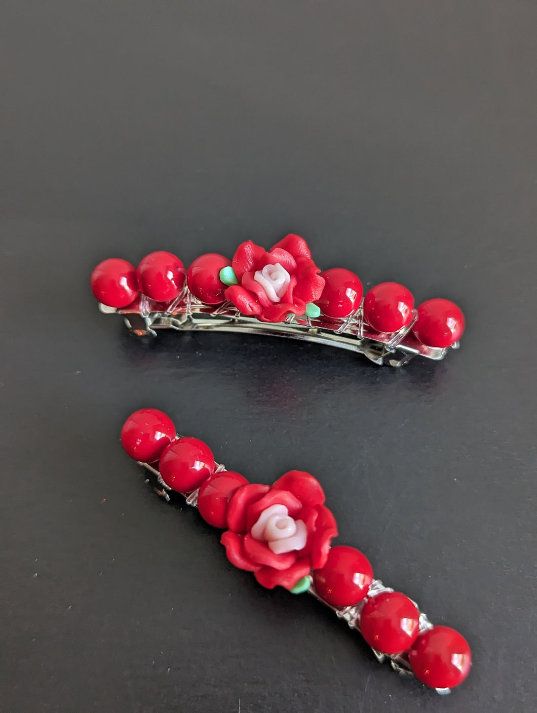 Red Rose Barrette sets for Girls, Little Girl Hair Accessories, Children Barrettes,  Kids Barrettes, Flower Barrettes