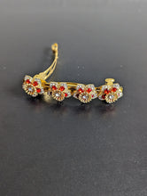 Load image into Gallery viewer, Red Flower Hair Barrette, Red Rhinestone Barrette, Crystal Rhinestone, Gold- Tone Barrettes for Her, Christmas Hair Jewelry
