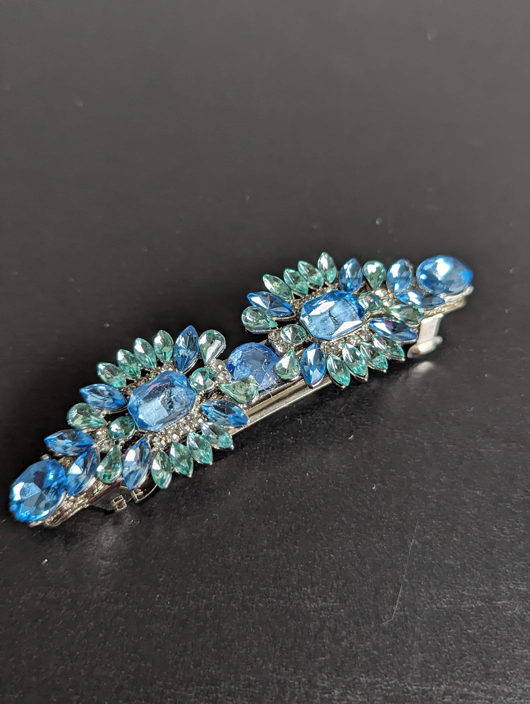 Blue Rhinestone Hair Barrette, Blue Hair Accessories, Multicolor Hair Clip