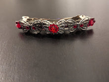 Load image into Gallery viewer, Stunning Silver Butterfly Barrette, Silver and  Red gemstones Barrettes, Gift for Her, Silver Hair Clips
