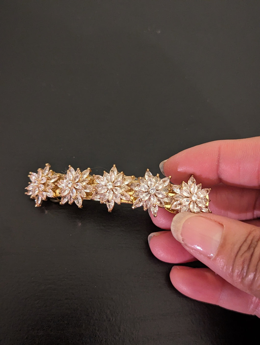 Crystal Flower Barrettes
