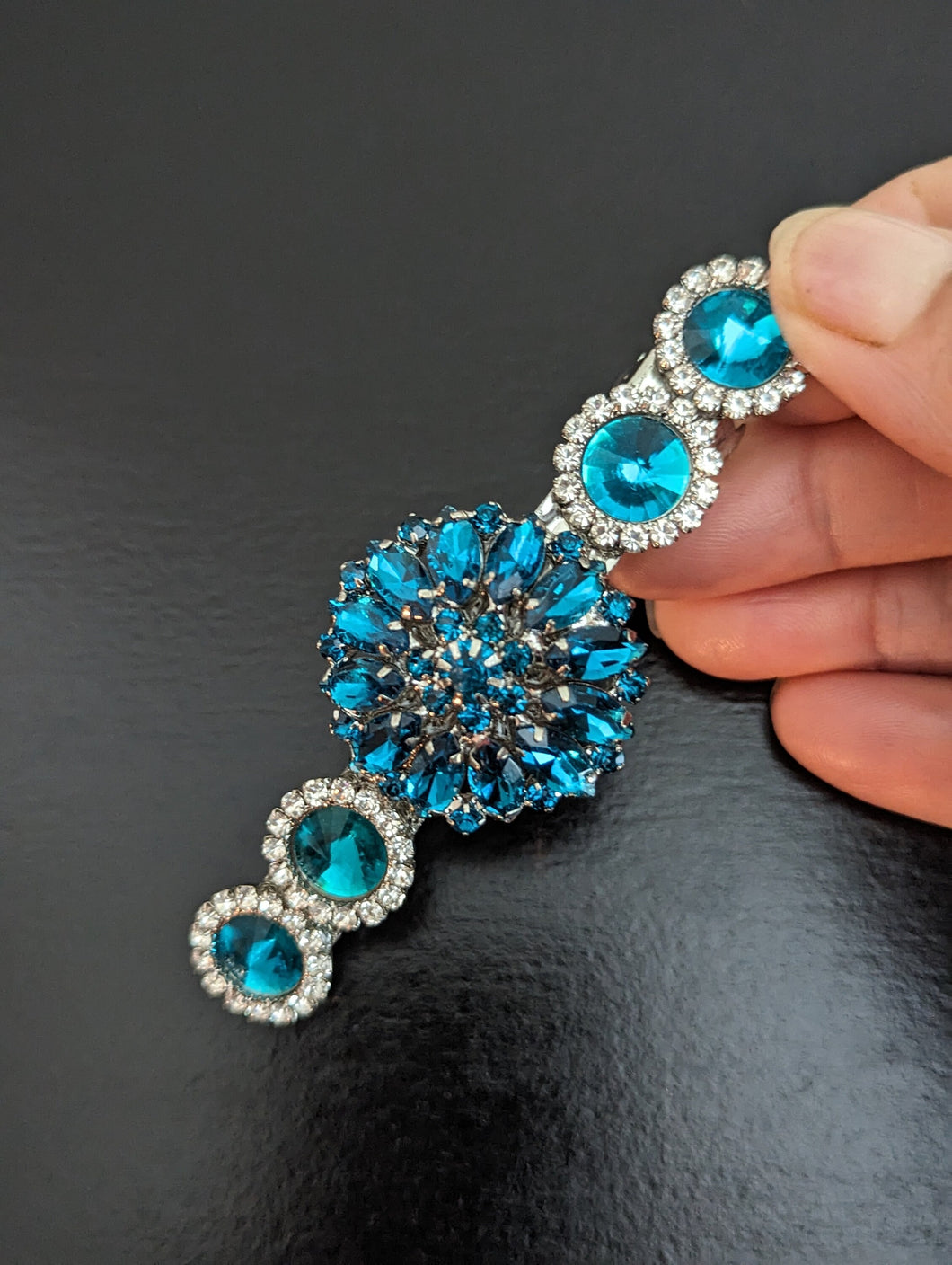Turquoise Rhinestone Barrette, Blue Rhinestone, light Blue Gemstone, Birthstone Rhinestone, Vintage Barrettes, Barrettes for Women,
