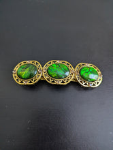 Load image into Gallery viewer, Vintage Style Emerald Gemstone  Hair Barrette, Antique Style  Green Hair Clip
