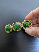 Load image into Gallery viewer, Vintage Style Emerald Gemstone  Hair Barrette, Antique Style  Green Hair Clip

