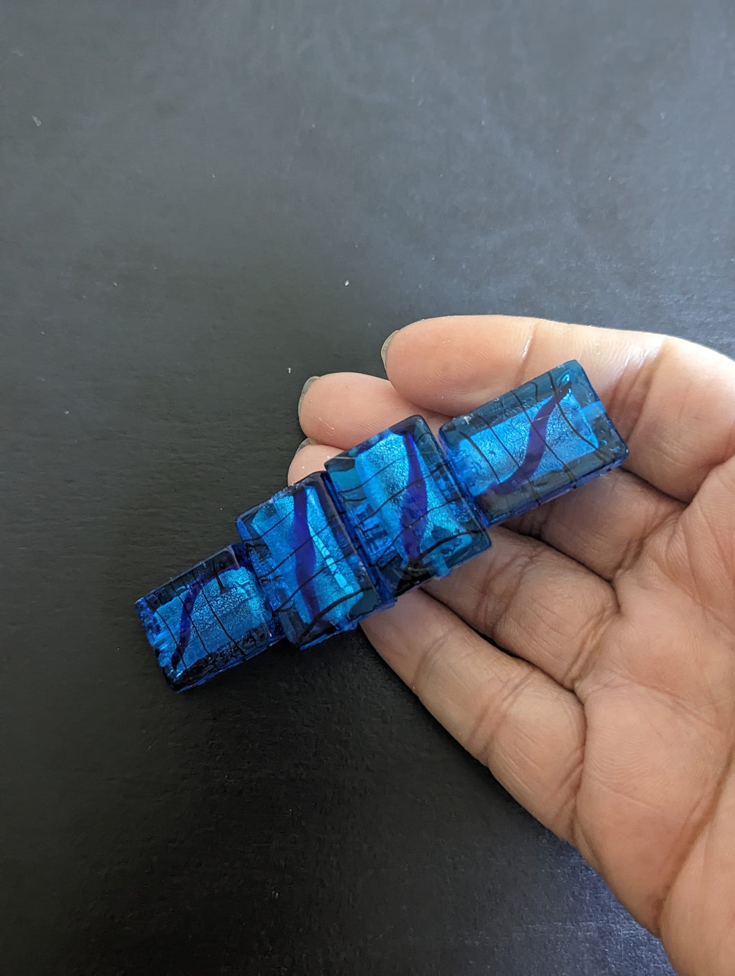 Blue  Barrettes, abstract Barrettes, Blue Hair Clips, Glass beaded Barrettes