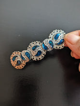 Load image into Gallery viewer, Beautiful Silver and blue Hair Barrette, Silver Hair Clip. Blue Shell Hair Barrette, Silver Hair Accessories

