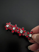 Load image into Gallery viewer, Red Flower Barrette, Red Hair Clip, Rhinestone Hair barrette for Her
