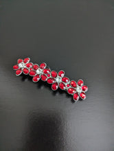 Load image into Gallery viewer, Red Flower Barrette, Red Hair Clip, Rhinestone Hair barrette for Her
