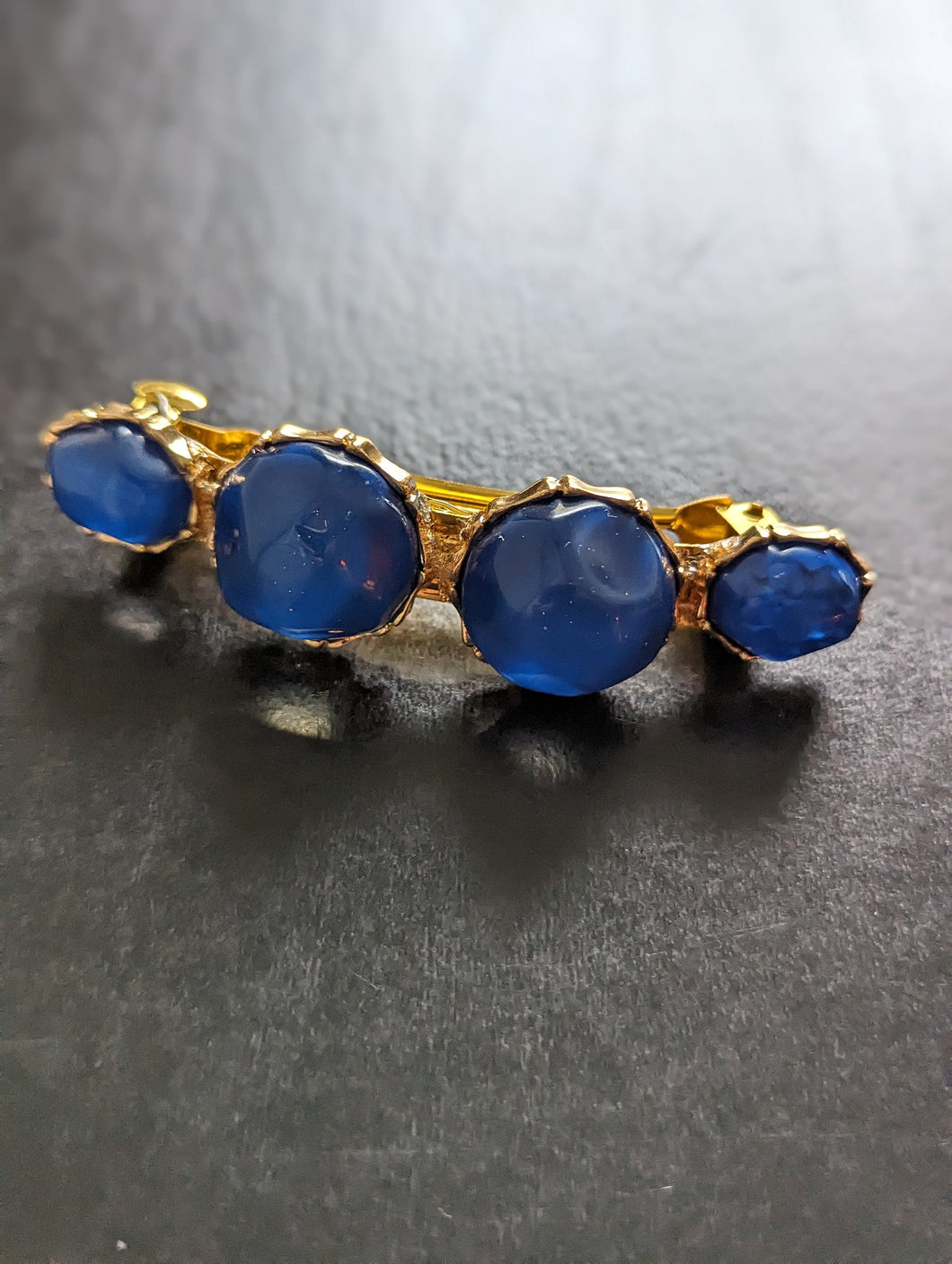 Blue and Gold Beaded Gold Barrette, Trendy Cobalt blue Hair Barrette, Blue Beaded Clips, Boho Blue and Gold Beaded, Women Beaded Barrettes