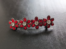 Load image into Gallery viewer, Red Flower Barrette, Red Hair Clip, Rhinestone Hair barrette for Her
