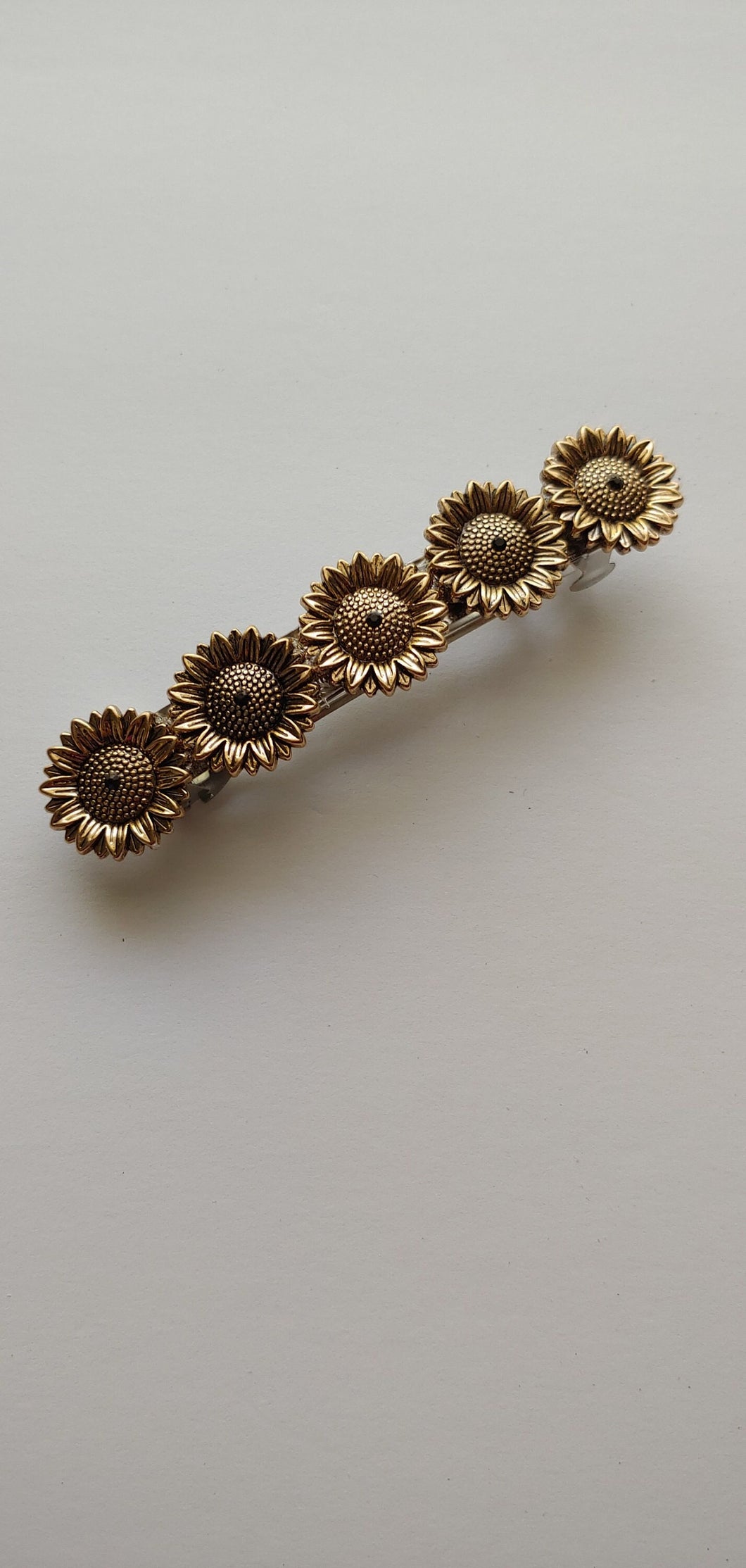 Brass Hair Barrettes, Flower Barrette, Metal Barrettes, Vintage Style Flower Barrette, Nature  Hair Clips