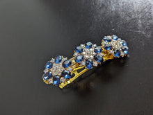 Load image into Gallery viewer, Stunning Navy Blue and Gold Rhinestone Barrette, Formal Navy Blue Hair Clip,
