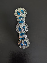 Load image into Gallery viewer, Beautiful Silver and blue Hair Barrette, Silver Hair Clip. Blue Shell Hair Barrette, Silver Hair Accessories
