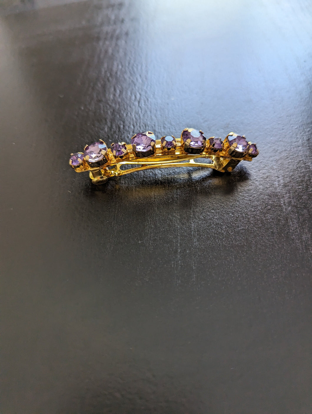 Light Amethyst Hair Barrettes, Purple and Gold Rhinestone Hair Barrettes, Elegant amethyst hair jewelry