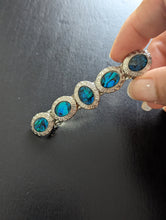 Load image into Gallery viewer, Blue and Silver Hair Barrette, Oval Shape Beaded Barrette,
