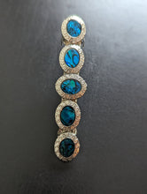 Load image into Gallery viewer, Blue and Silver Hair Barrette, Oval Shape Beaded Barrette,

