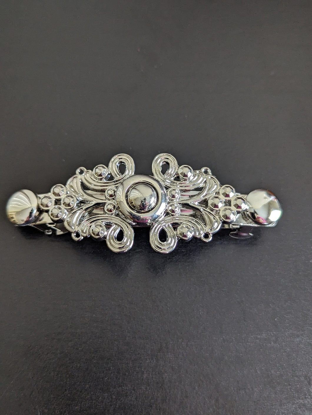 Silver Vintage Style Scroll Barrette for women