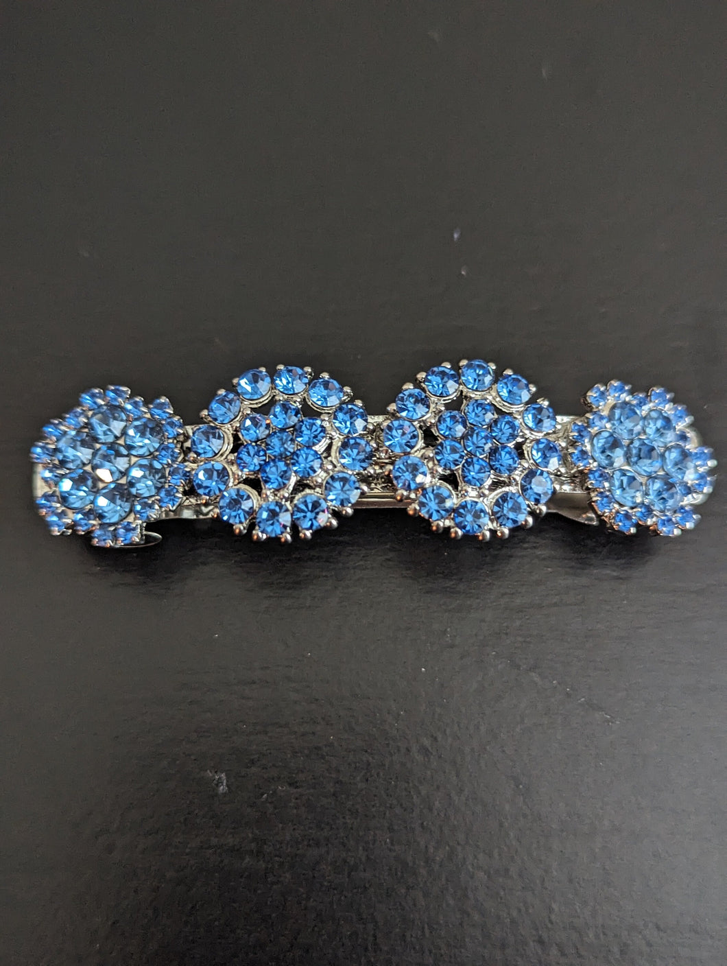 Blue Rhinestones Hair Barrette, Blue Hair Clip, Vintage Barrette, Light Blue Rhinestones, Cluster Rhinestones