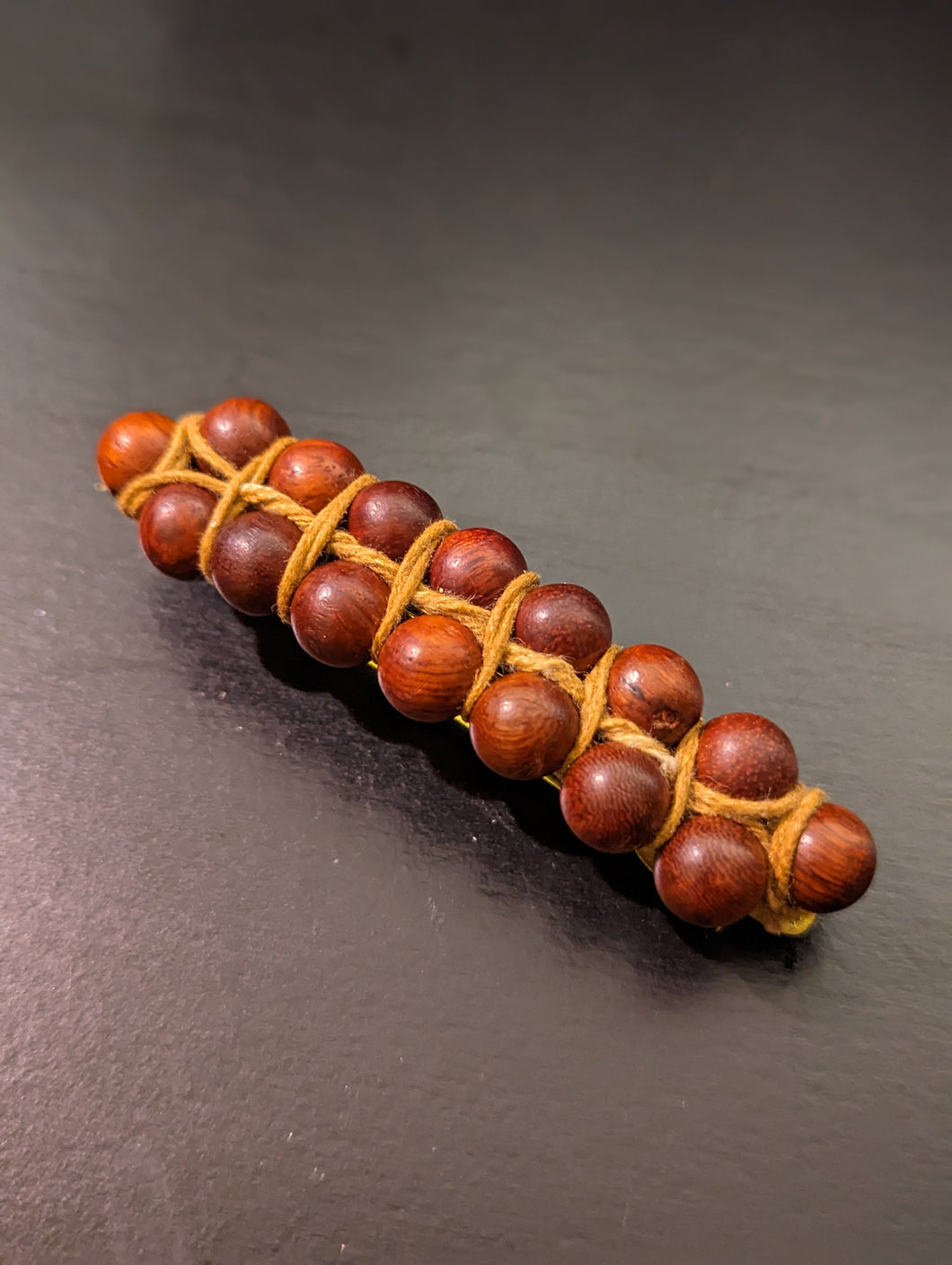 Brown Wooden Beaded Barrettes, Handmade Barrettes, Natural Colored Hair Clips, Earth Tone Barrettes