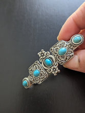 Load image into Gallery viewer, Turquoise Hair Barrettes, Boho Turquoise Hair Barrettes, Western Hair Clips, Cowgirl Hair Clips, Tribal Decorative Women Barrettes,
