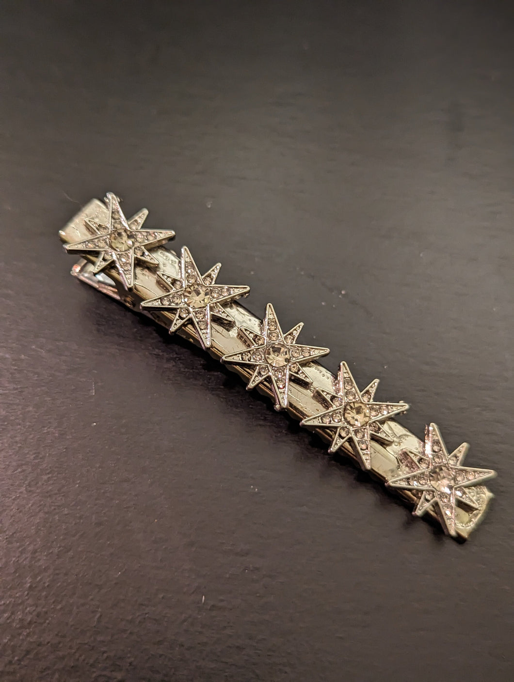 Rhinestone Alligator Hair Clip, Silver Hair Clips, Silver Star Clips