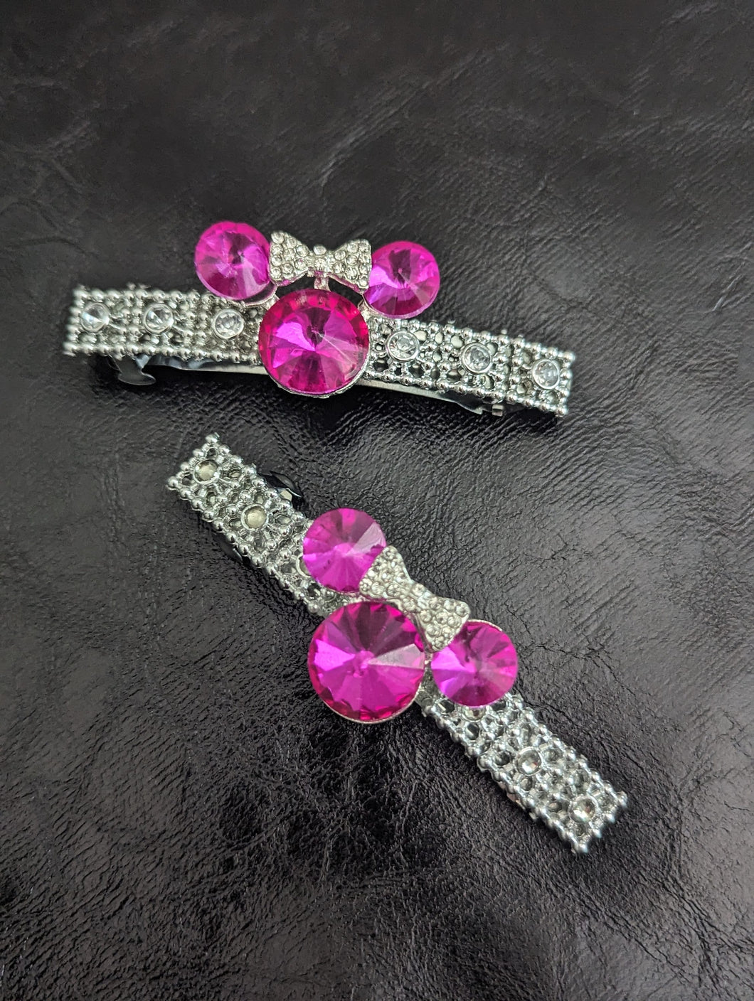Pink Crystal Mouse Ears Barrette Set for Little Girls