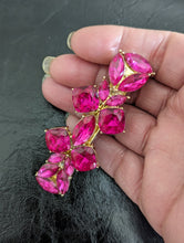 Load image into Gallery viewer, Beautiful Hot Pink Rhinestone Hair Barrette for Any Occasion, fuchsia &amp; Gold Hair Clips for Women
