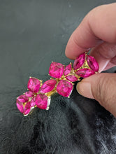 Load image into Gallery viewer, Beautiful Hot Pink Rhinestone Hair Barrette for Any Occasion, fuchsia &amp; Gold Hair Clips for Women
