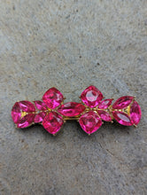Load image into Gallery viewer, Beautiful Hot Pink Rhinestone Hair Barrette for Any Occasion, fuchsia &amp; Gold Hair Clips for Women
